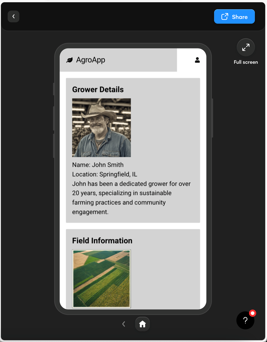 Key Screens Designed for AgroApp using AI for SDLC